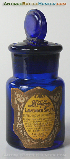 Blue La Valliere Co. Lavender Salts --- AntiqueBottleHunter.com