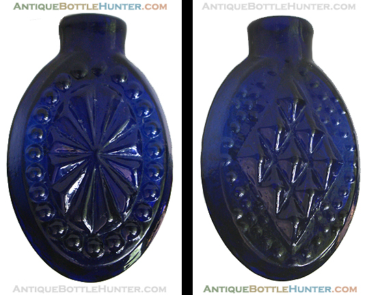 A deep cobalt blue sunburst - diamond panel smelling bottle --- AntiqueBottleHunter.com