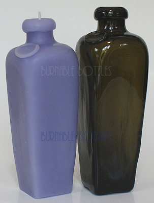 Candle ITEM# 1009 --- A small case gin bottle with shoulder applied seal (HdB&C) and candle. --- Burnable Bottles - AntiqueBottleHunter.com