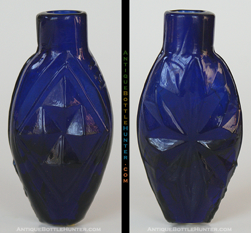 A deep purplish cobalt blue mold blown sunburst smelling bottle --- AntiqueBottleHunter.com
