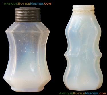 A couple of early lidded firey opalescent smelling bottles. --- AntiqueBottleHunter.com