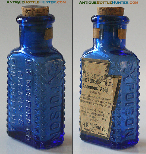 A cobalt KR-6 H.K. MULFORD CO. / CHEMISTS / PHILADELPHIA --- Antiquebottlehunter.com