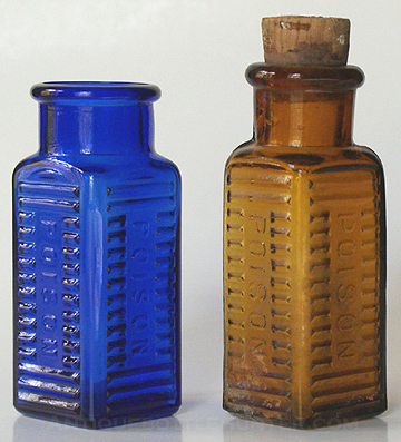 A couple of KS-2s ...cobalt blue and amber --- AntiqueBottleHunter.com